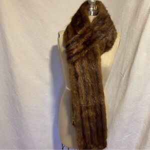 Vintage very rare Brown Mink extra long lined fur scarf. EUC